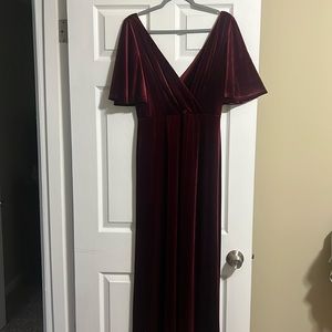 Velvet floor length dress (maroon)
